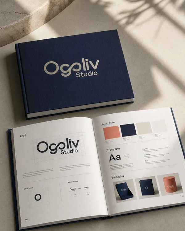 Ogoliv Studio printed brand guidelines book